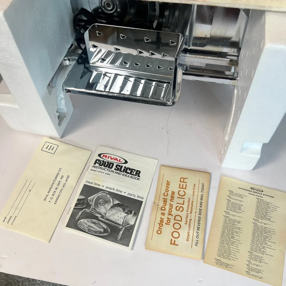 Rival Electric Food Slicer 1101E Chrome Vintage Deli Meat Slicer USA Made TESTED